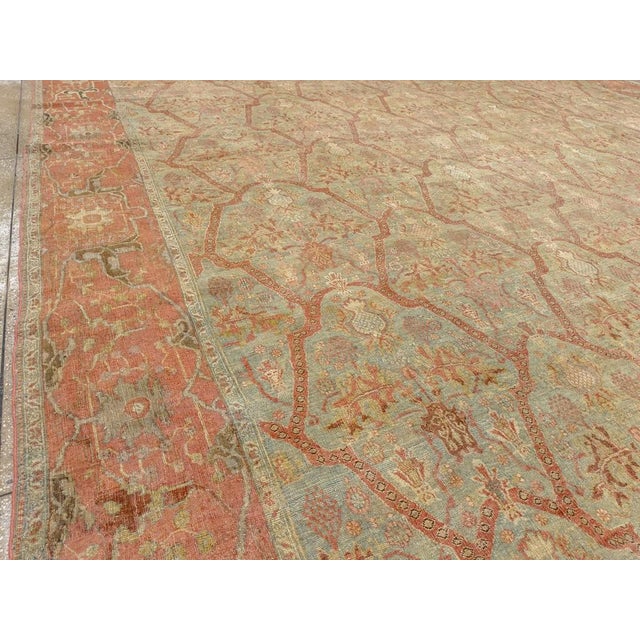 Persian Antique Muted Green Square Bidjar Rug no. 10966 For Sale - Image 3 of 5