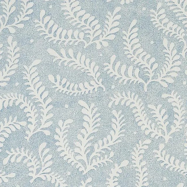 A lilting frond motif was reprised from an antique etching to create this multi-directional pattern, recreated with hatch...