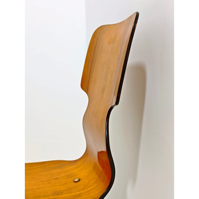 Curved Wooden Chairs with Brass Legs, 1970, Set of 4 For Sale - Image 10 of 18