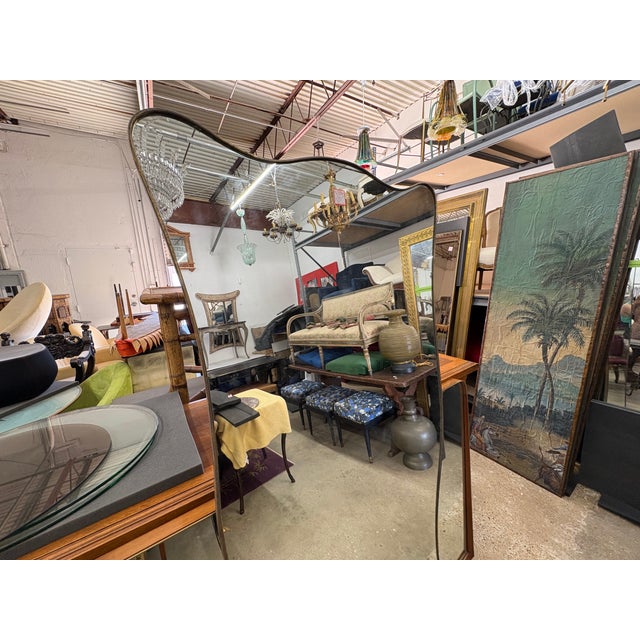 1960s Large Italian Modern Gio Ponti Inspired Brass Mirror For Sale - Image 12 of 13