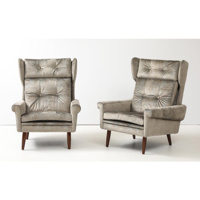 Svend Skipper High Back Lounge Chairs in Barbara Barry Couture Fabric For Sale - Image 10 of 12