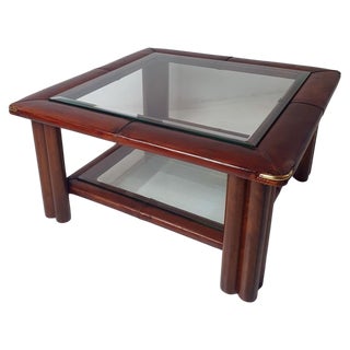 Italian Rectangular Leather Sofa Table, 1970s For Sale