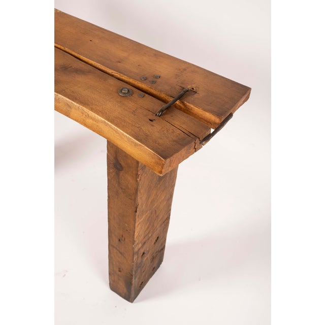 Brutalist Wood Console Table, 1970 For Sale - Image 10 of 15