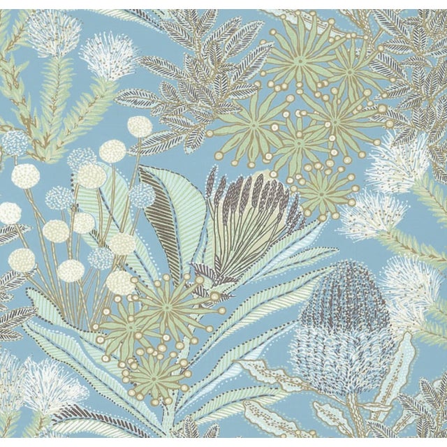 Protea Floral Pillow Cover in Spa Blue, 22x22 Pillow For Sale - Image 4 of 4