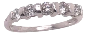 14 Karat White Gold Five Diamond Wedding Band Bridal Anniversary Ring, Size 6.75