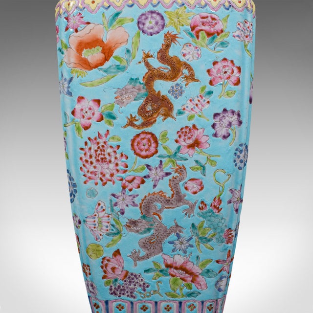 Ceramic Vintage Famille Rose Display Vase, Oriental, Ceramic, Flower Urn, Art Deco, 1940 For Sale - Image 7 of 12