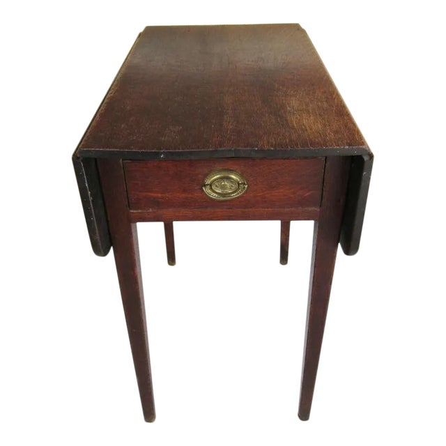 18th C English Oak Dropleaf Pembrooke Farmhouse Side Table For Sale