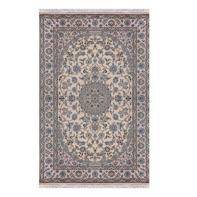 Middle Eastern Rug in Virgin Wool and Silk For Sale