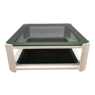 Vintage Space Age Italian Smoked Glass Coffee Table, 1970s For Sale