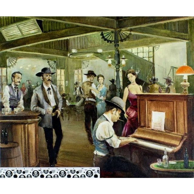Handsome Oil Painting, "Saloon Scene", Joan Albert (Spain, CA,1919-), On Canvas, Vintage, 1900's, 20th Century! Experience...