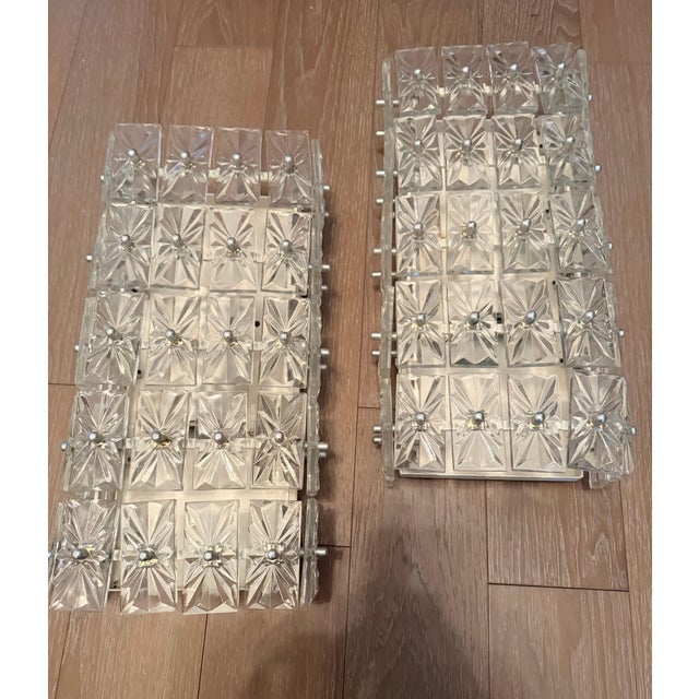 Transparent 1960s Mid Century Modern Crystal East German DDR Veb Narva Leuchten Wall Lamps - a Pair For Sale - Image 8 of 15