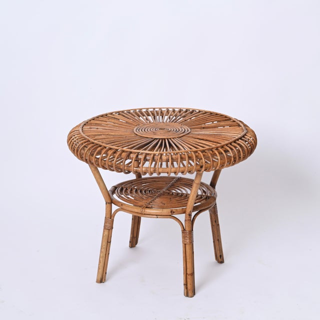 Mid-Century Italian Round Coffee Table in Rattan and Bamboo, Italy, 1960s For Sale - Image 12 of 16
