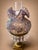Vintage Amethyst Carnival Glass Hurricane Lamp With Brass Base & Crystal Prisms For Sale - Image 4 of 6