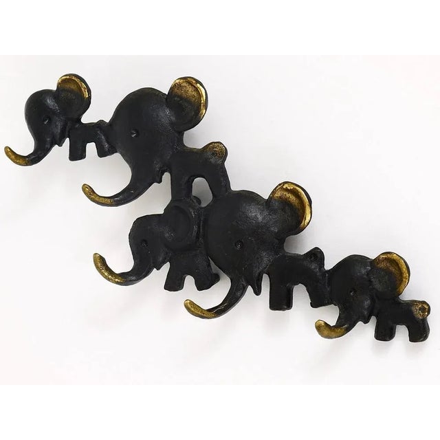 Brass Elephant Key Hanger attributed to Walter Bosse for Hertha Baller, Austria, 1950s For Sale - Image 4 of 8