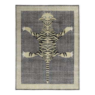 Rug & Kilim’s Tiger Rug in Charcoal, 9x12 For Sale