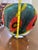 Allain Guillot French Studio Art Glass Vase, Turquoise Foil With Red Murrine and Yellow Bands, Signed m.06-50 For Sale - Image 11 of 11