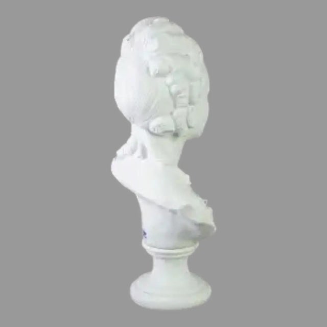 Offering an antique Sevres French Louis XV Parian ware bisque porcelain sculpture bust of Marie Antoinette, signed L....