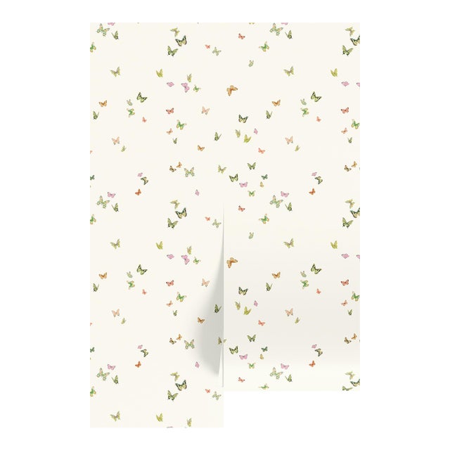 Butterfly Grove Grasscloth Wallpaper by House Party | Vanilla Cream | 6 Yards For Sale