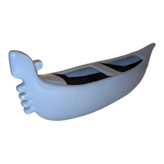 1950s Blue Gondola Ceramic Planter For Sale
