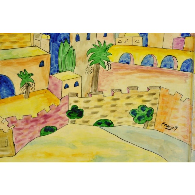 Blue Vintage Yair Emanuel Judaica Hand Painted Wood Challah Board Made in Israel For Sale - Image 8 of 14