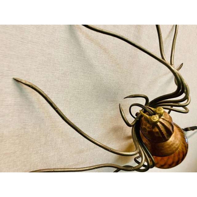 Black Mid-Century Modern Italian Metal and Glass Spider Wall Lamp, 1950s For Sale - Image 8 of 18