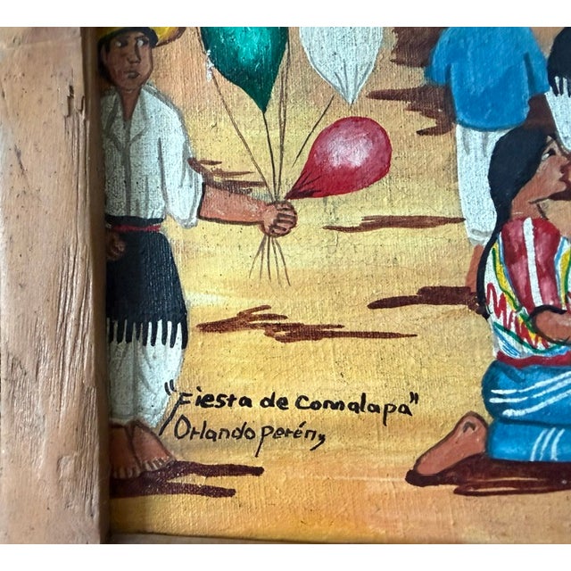 Detailed Latino Folk Art Comalapa School Movement - Painting of the Fiesta De Comalapa, Signed For Sale - Image 10 of 11