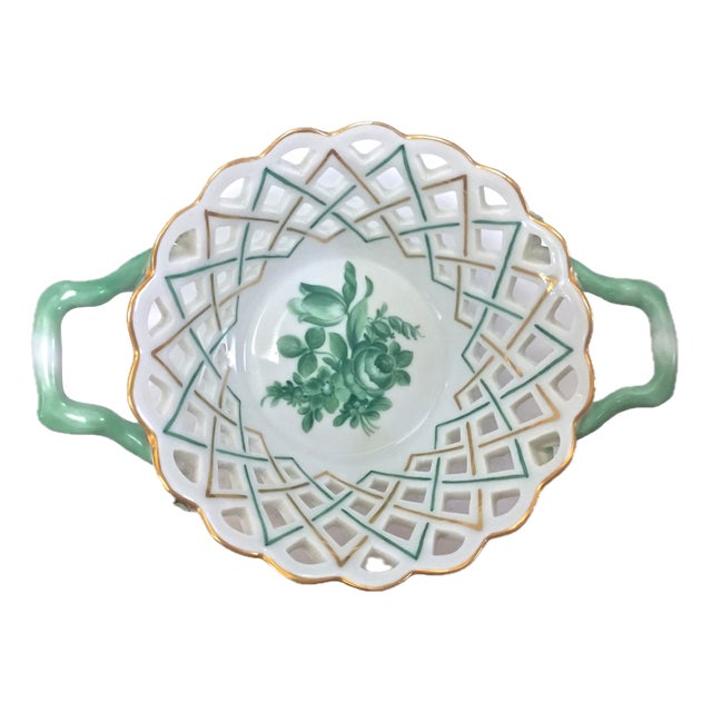 Herend Antique Herend Pierced Porcelain Floral Dish For Sale - Image 4 of 7