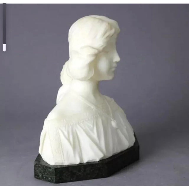 19th Century Antique Alabaster Sculpture Bust Statue of a Woman 19th Century For Sale - Image 5 of 12