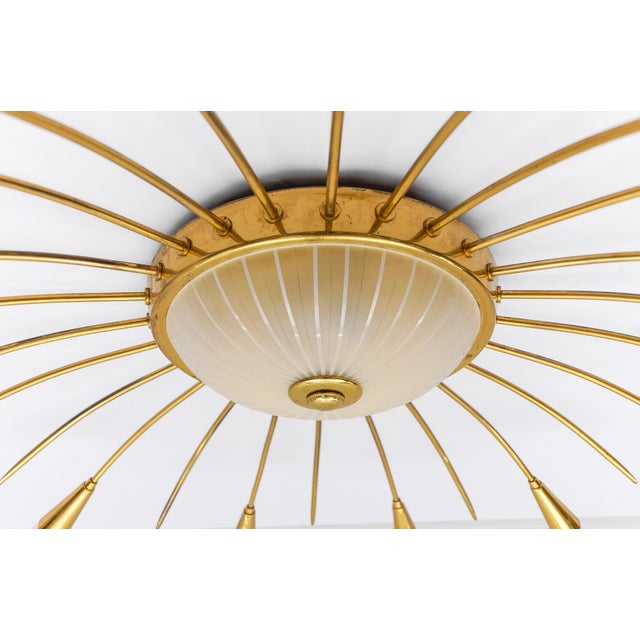 Large Mid-Century Modern 12-Arm Brass and Glass Sputnik Lamp, Germany, 1950s For Sale - Image 15 of 18