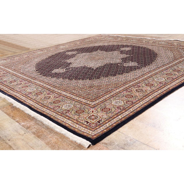 Black Vintage Persian Tabriz Rug, 06'07 X 06'09 For Sale - Image 8 of 10
