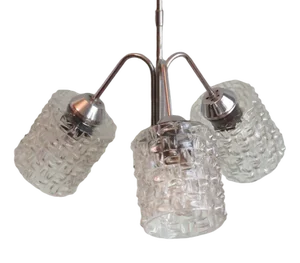 Mid-Century Chandelier in Chrome and Glass, Belgium, 1960