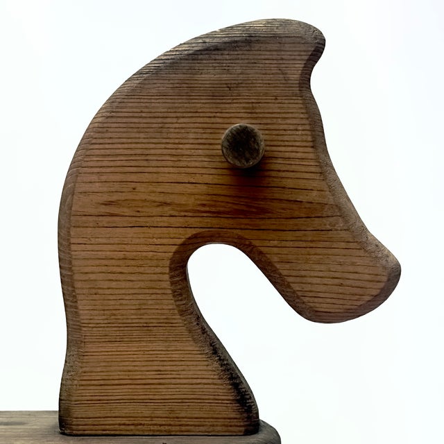 Brown Relocation Super Sale! Vintage Folk Art Style Wooden Rocking Horse For Sale - Image 8 of 11