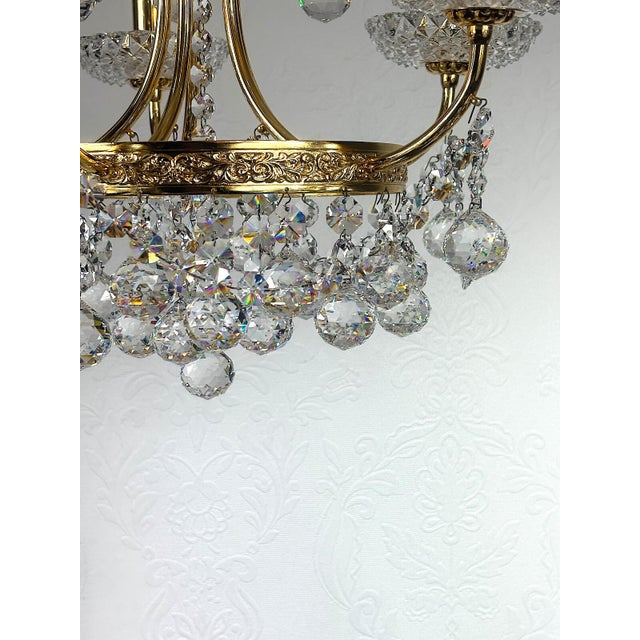 Brass and Lead Crystal Five-Light Chandelier from Schröder, 1970s For Sale - Image 6 of 12