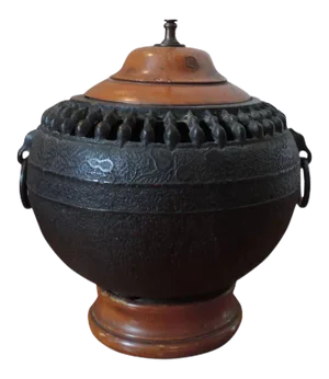 19th Century Japanese Iron Censer Urn Mounted as a Lamp