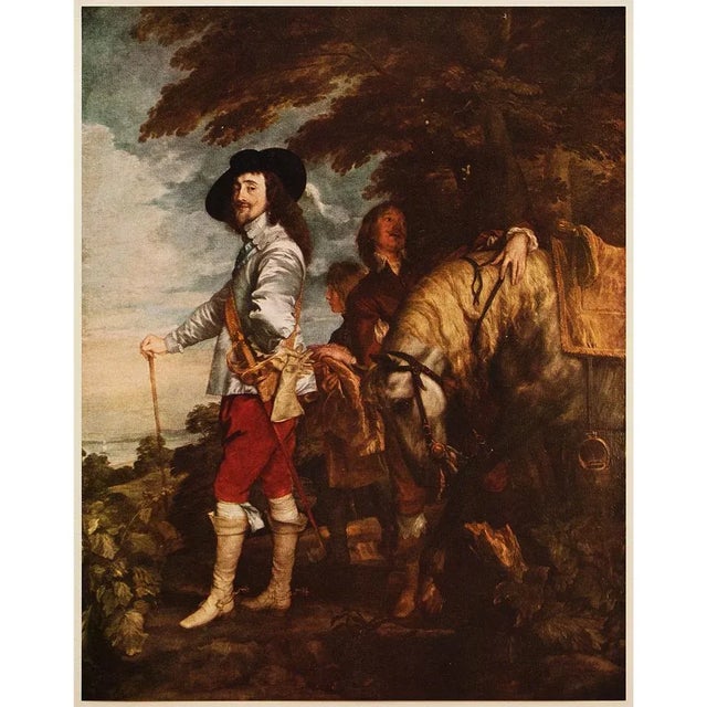 Printmaking Materials 1956 After Anthony Van Dyck "King Charles I of England", Vintage Full-Color Print For Sale - Image 7 of 8