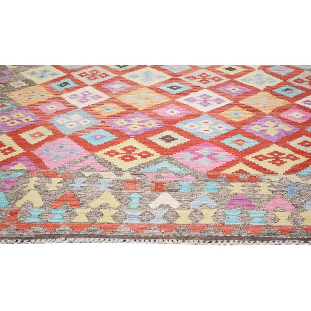 Contemporary Afghan Maimana Wool Flatweave Kilim Rug,8'2"X11'2" For Sale - Image 4 of 6