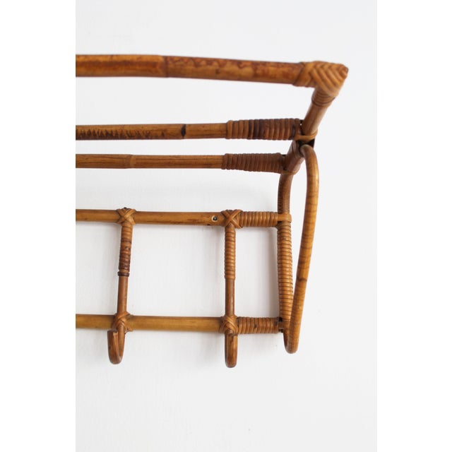 Vintage Czechoslovak Rattan Wall Coat Rack by Úluv, 1960s For Sale - Image 14 of 15