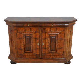 Antique Italian 18th Century Burl Wood 2 Door 2 Drawer Credenza Cabinet For Sale