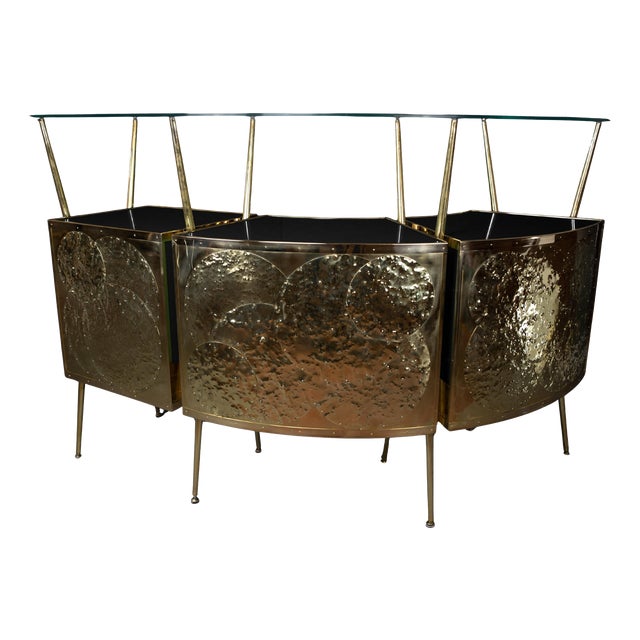 Italian Dry Bar in Black Murano Glass and Brass from Justfurnituress SRL For Sale