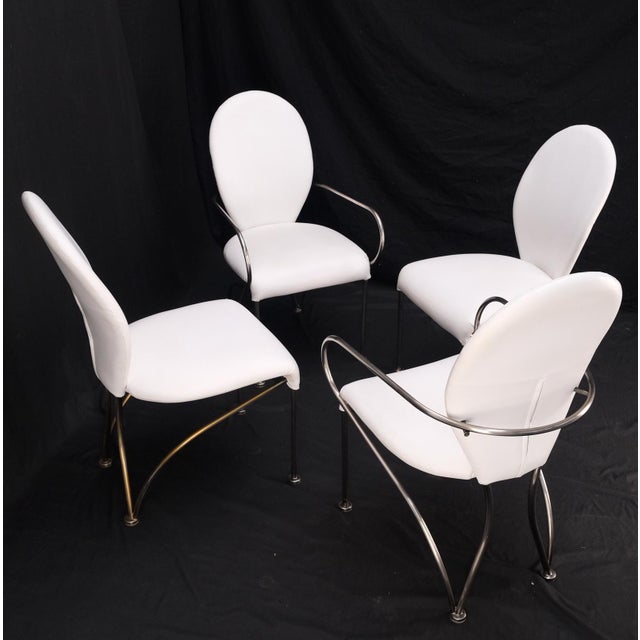 Metal Set of 4 Mid-Century Modern Dining Chairs DIA White Upholstery MINT! For Sale - Image 7 of 17