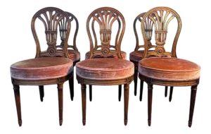 Louis XVI Oak Hot Air Balloon Chairs, Set of 6
