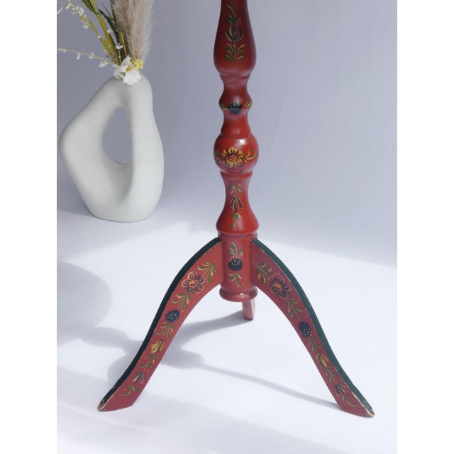 Antique Dutch Folk Art Round Hand-Painted Wood Hindeloopen Side Table For Sale - Image 4 of 7