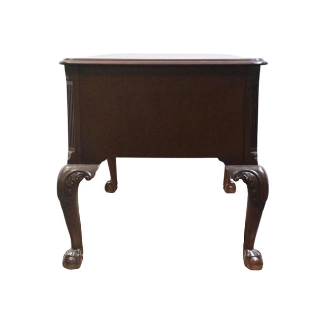 Hekman Furniture Solid Mahogany Traditional Chippendale Style 58" Writing Desk W. Tooled Leather Top For Sale - Image 10 of 12