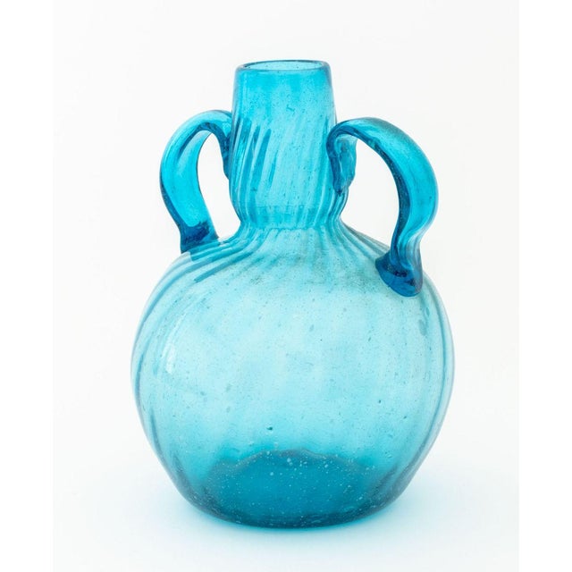 Mid-Century Modern Murano Blue Art Glass Two-Handled Objects, 3 For Sale - Image 3 of 11