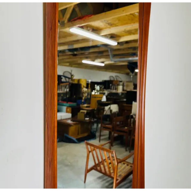 Danish-Modern Pedersen & Hansen Style Teak Wall Mirror by Asbjorn-Mobler For Sale In Philadelphia - Image 6 of 10