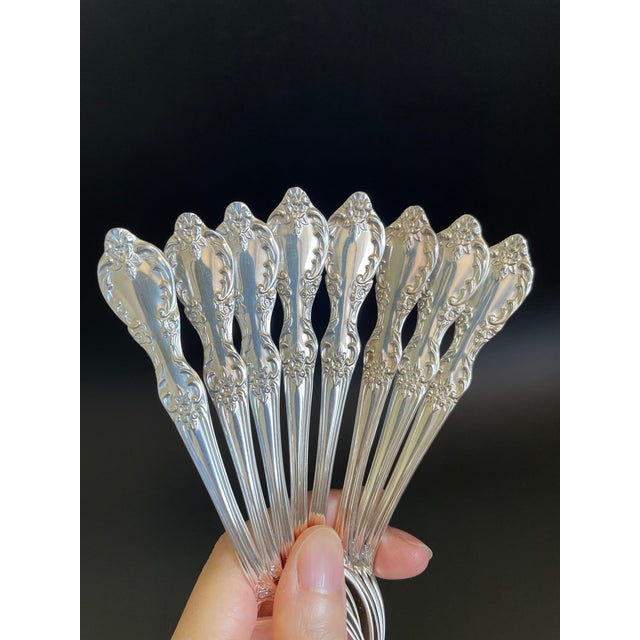 Silver Wm Rogers Mfg. Co. Grand Elegance (Silverplate, 1959) Sherbet Ice Cream Spoons - Set of 8 For Sale - Image 8 of 8