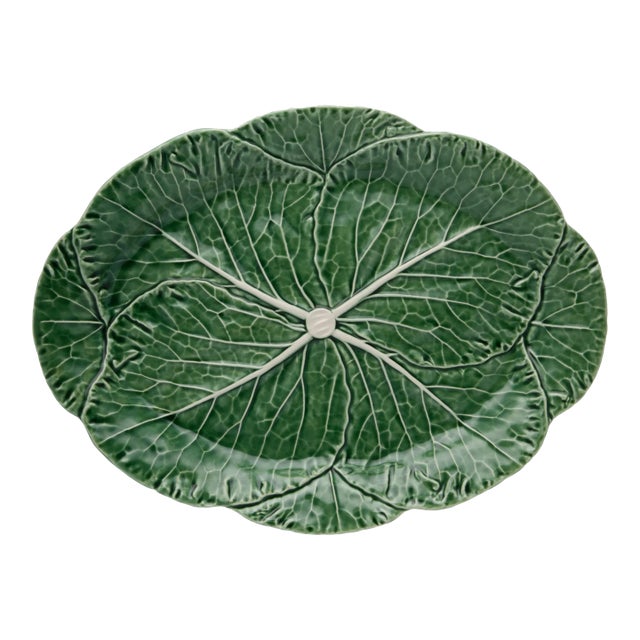 Bordallo Pinheiro Cabbage Oval Platter, Green, 17" For Sale