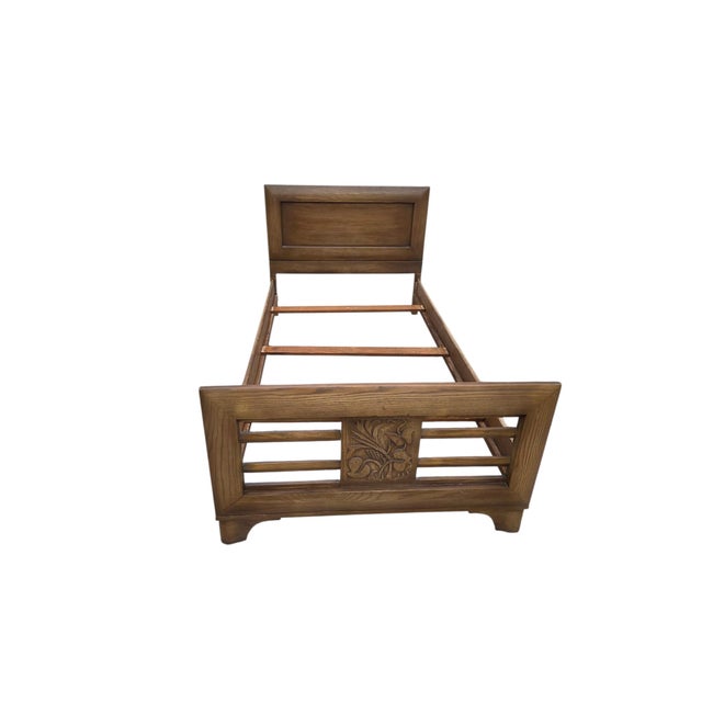 Brown Vintage Old Hickory Dusty Acorn Twin Size Bed Headboard Single Artisanal Oak For Sale - Image 8 of 12