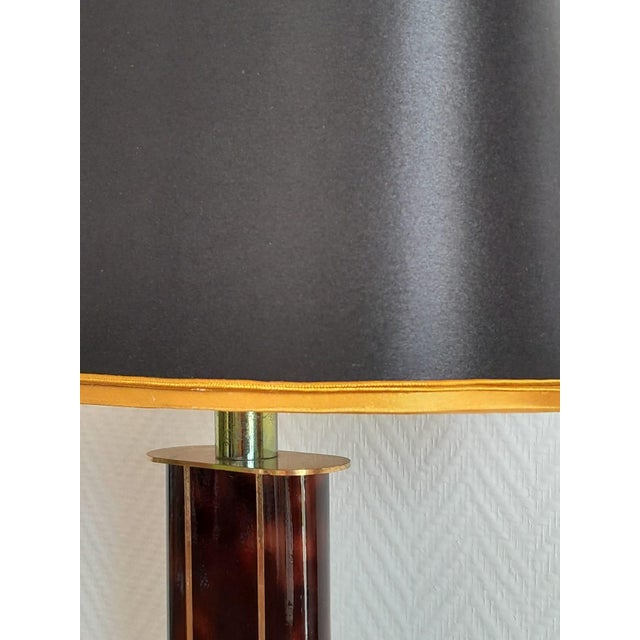 Hollywood Regency Black and Gold Tortoiseshell Lamp, 1980s For Sale - Image 6 of 13