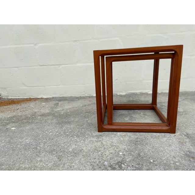 Mid Century Modern Teak Nesting Tables | Set of Two by Kai Kristiansen For Sale - Image 11 of 12